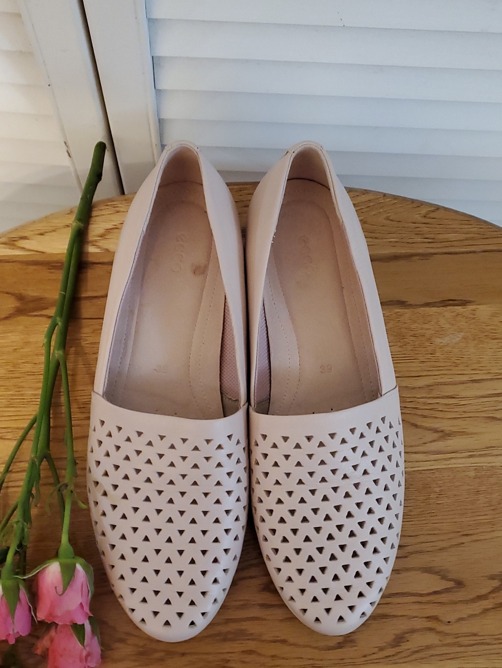 Ecco Pink Blush Touch Leather Ballerina Flats Loafers, Size 8 - Picture 3 of 10